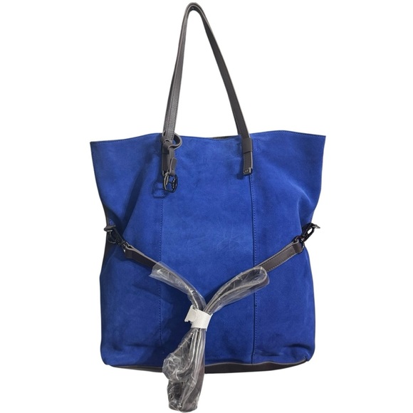 Halston Heritage Blue Suede, Foldover Tote - Picture 1 of 9
